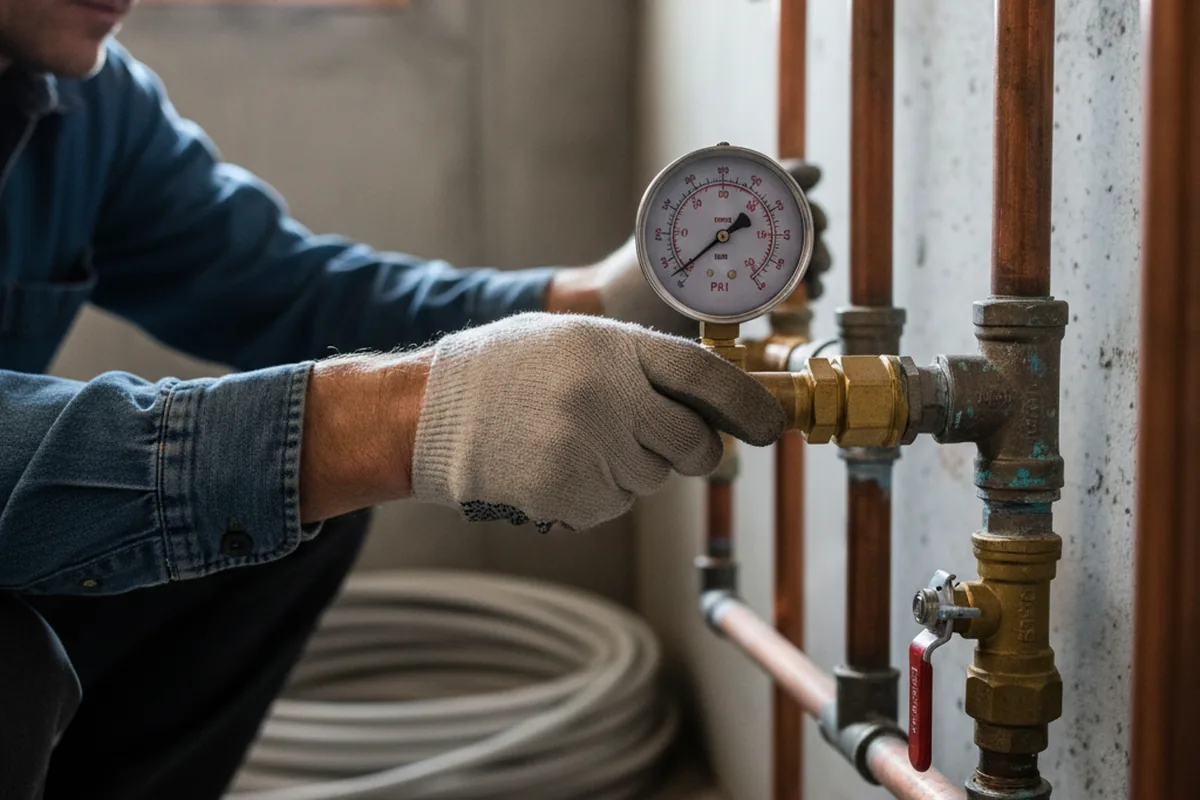 Pressure testing a repaired line during Water Line Repair in Gulf